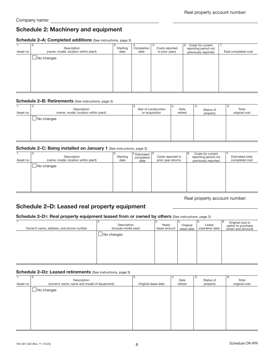Form 150-301-032 Schedule OR-IPR Industrial Real Property Schedules - Oregon, Page 7