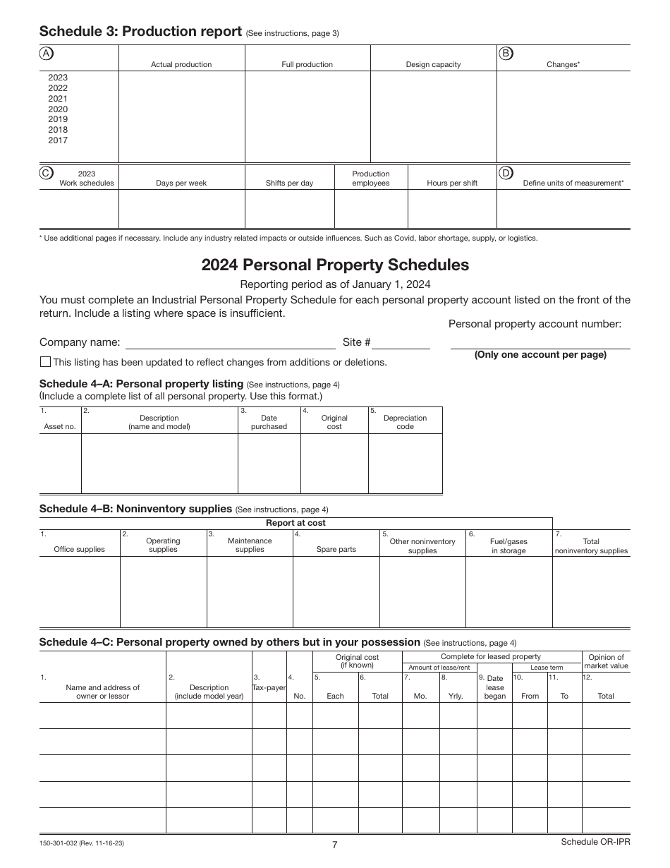 Form 150-301-032 Schedule OR-IPR Industrial Real Property Schedules - Oregon, Page 8