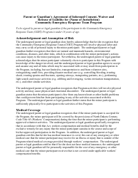 Document preview: Release & Waiver for Minors - Community Emergency Response Team Program - North Dakota
