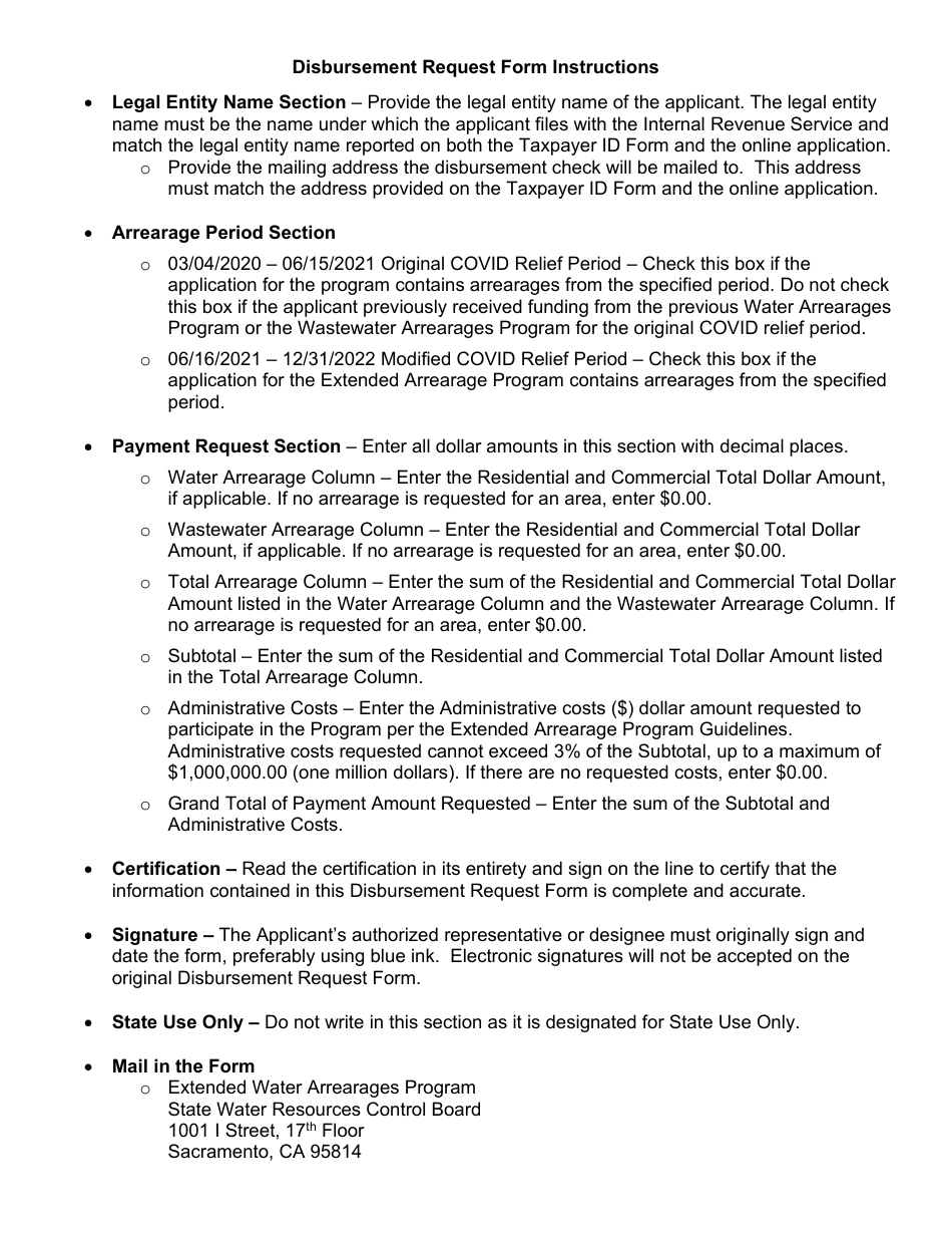 Disbursement Request Form - California Extended Water and Wastewater Arrearage Payment Program - California, Page 3