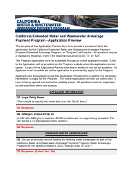 Document preview: Application Preview - California Extended Water and Wastewater Arrearage Payment Program - California