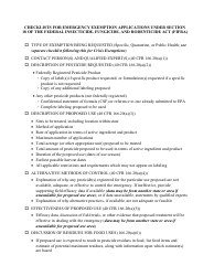 Document preview: Checklists for Emergency Exemption Applications Under Section 18 of the Federal Insecticide, Fungicide, and Rodenticide Act (Fifra)