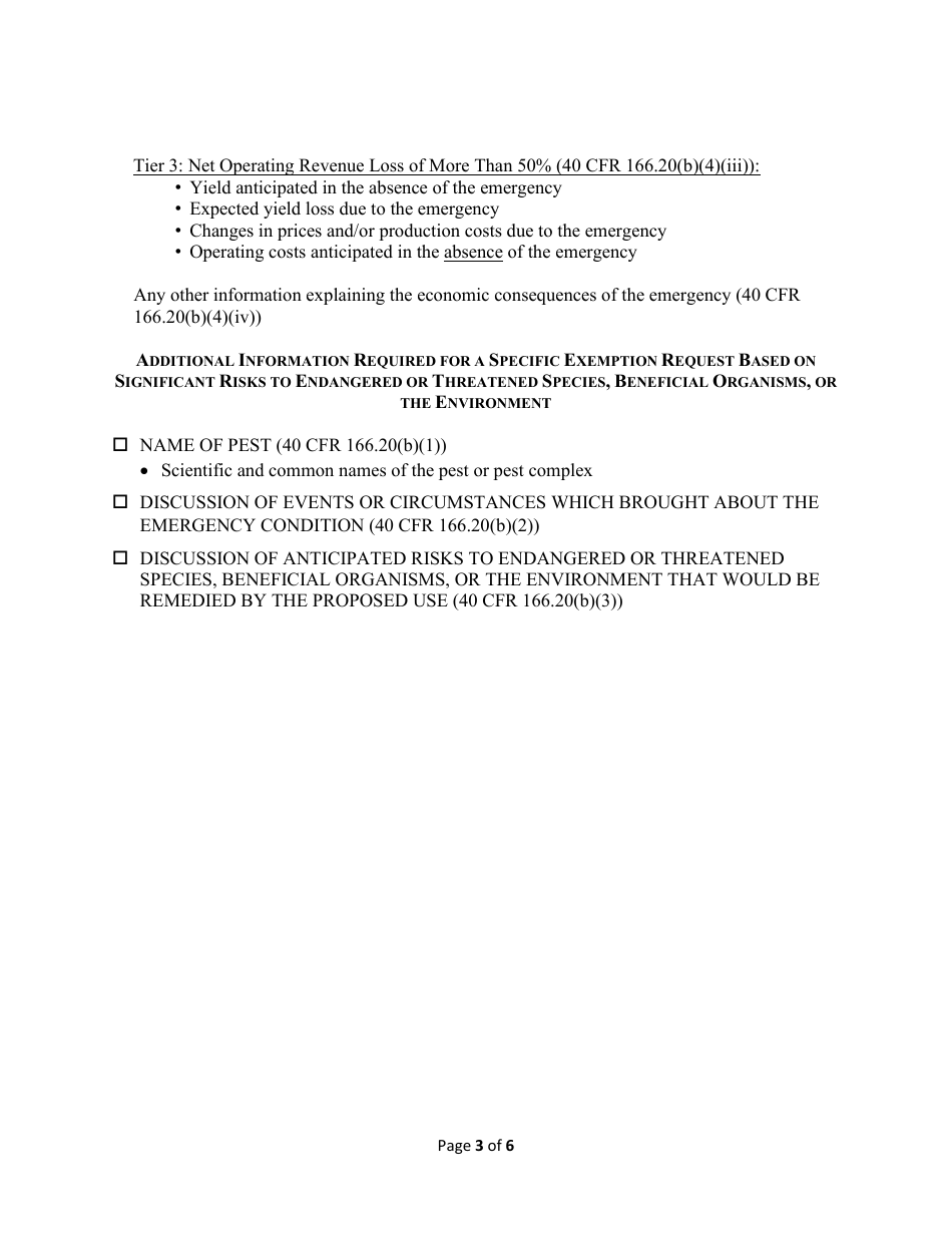 Checklists for Emergency Exemption Applications Under Section 18 of the Federal Insecticide, Fungicide, and Rodenticide Act (Fifra), Page 3