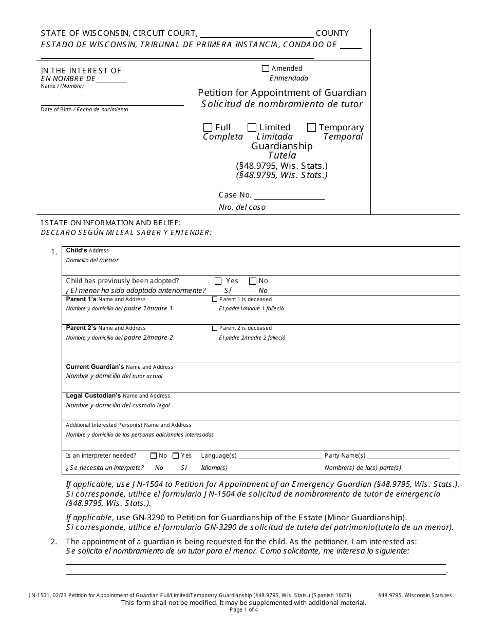 Form JN-1501 - Fill Out, Sign Online and Download Printable PDF ...