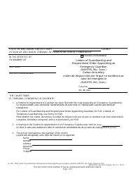 Document preview: Form JN-1521 Letters of Guardianship and Dispositional Order Appointing an Emergency Guardian - Wisconsin (English/Spanish)