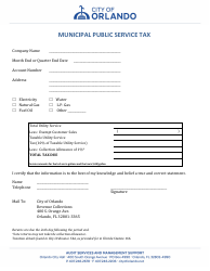 Document preview: Municipal Public Service Provider Tax Form - City of Orlando, Florida