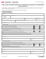 Document preview: Forme IMM0167 Evaluation Organisationnelle Du Signataire D'entente De Parrainage (Sep) - Canada (French), 2022