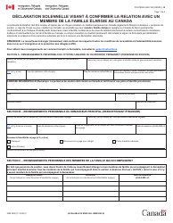 Document preview: Forme IMM5990 Declaration Solennelle Visant a Confirmer La Relation Avec Un Membre De La Famille Elargie Au Canada - Canada (French)