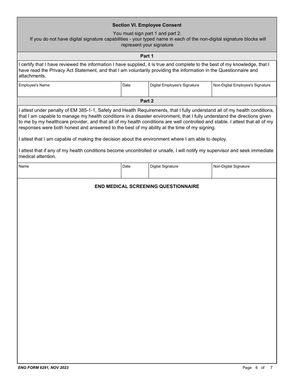 ENG Form 6291 Reemployed Annuitant Program (Rap) Medical Questionnaire - Office Only, Page 6