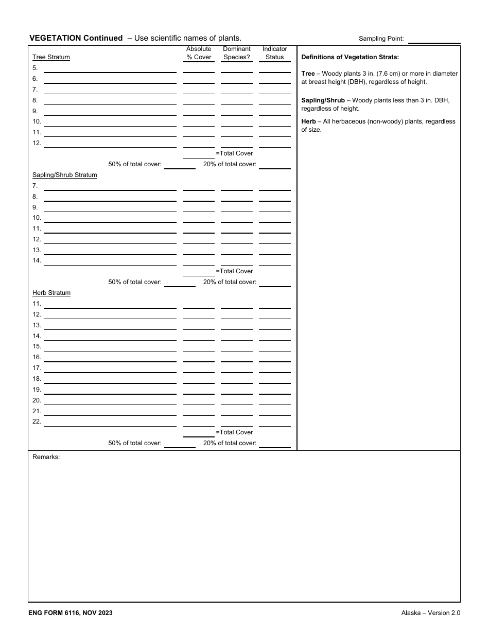 ENG Form 6116 Wetland Determination Data Sheet - Alaska Region, Page 3