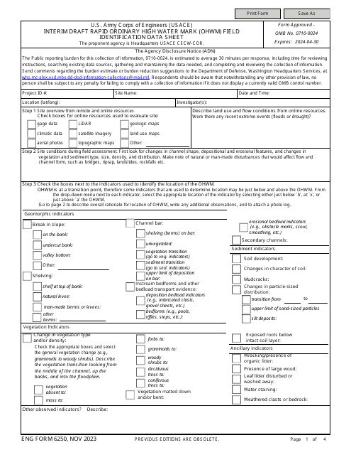 ENG Form 6250  Printable Pdf