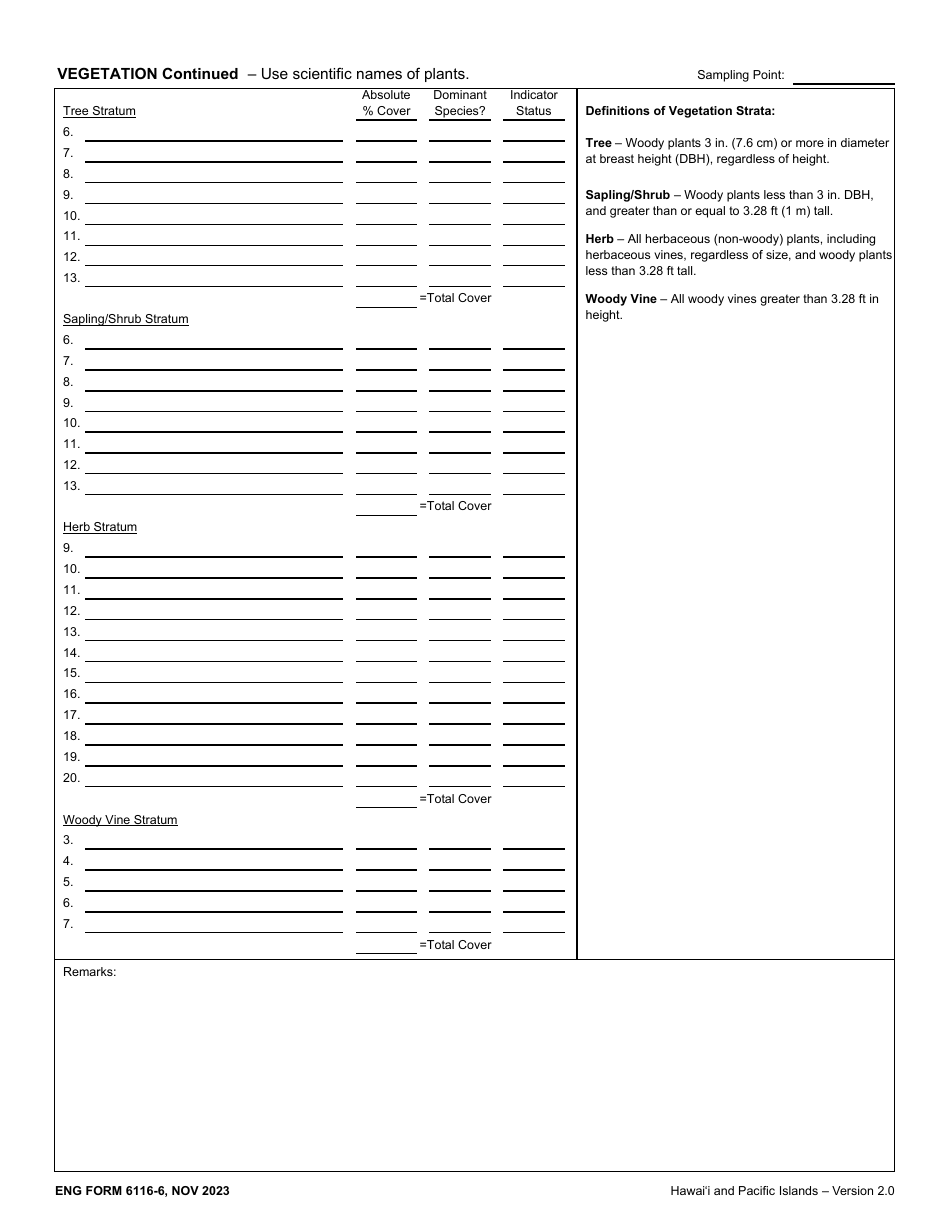 ENG Form 6116-6 Wetland Determination Data Sheet - Hawaii and Pacific Islands Region, Page 3
