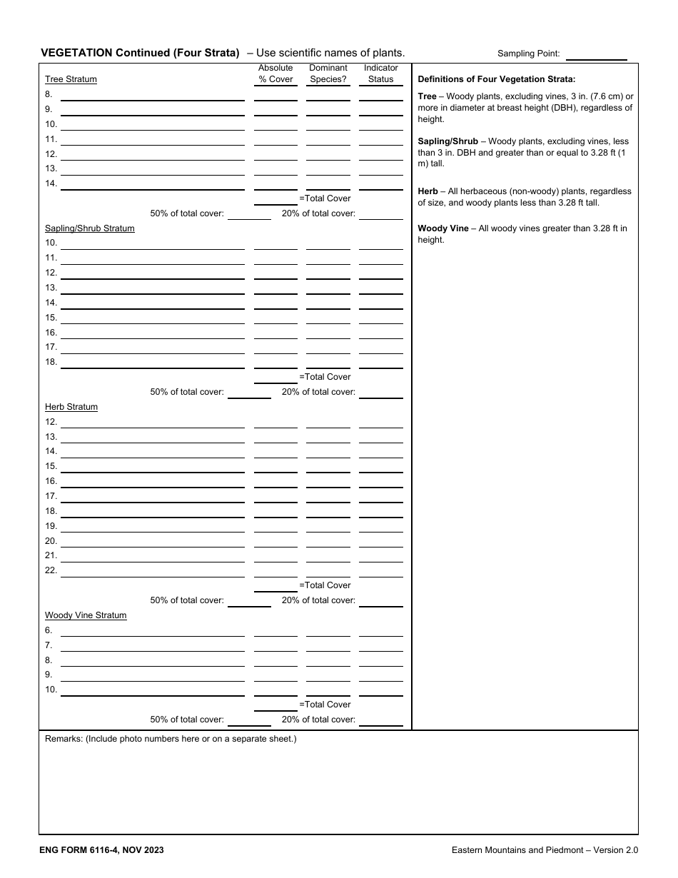 ENG Form 6116-4 Wetland Determination Data Sheet - Eastern Mountains and Piedmont Region, Page 5