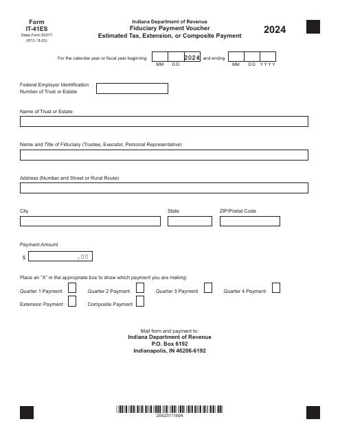 Form IT-41ES (State Form 50217) 2024 Printable Pdf