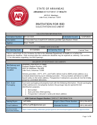 Document preview: Form DH-24-0025 Invitation for Bid - 4 Chevrolet Trax Small Suv Vehicles Per Bid Specification Sheet - Arkansas
