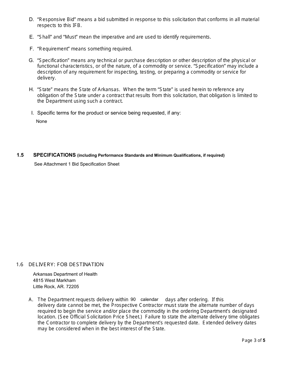 Form DH-24-0025 Invitation for Bid - 4 Chevrolet Trax Small Suv Vehicles Per Bid Specification Sheet - Arkansas, Page 3