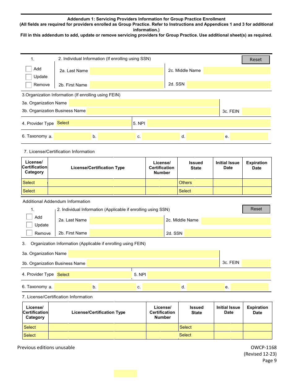 Form OWCP-1168 Provider Enrollment Form, Page 11
