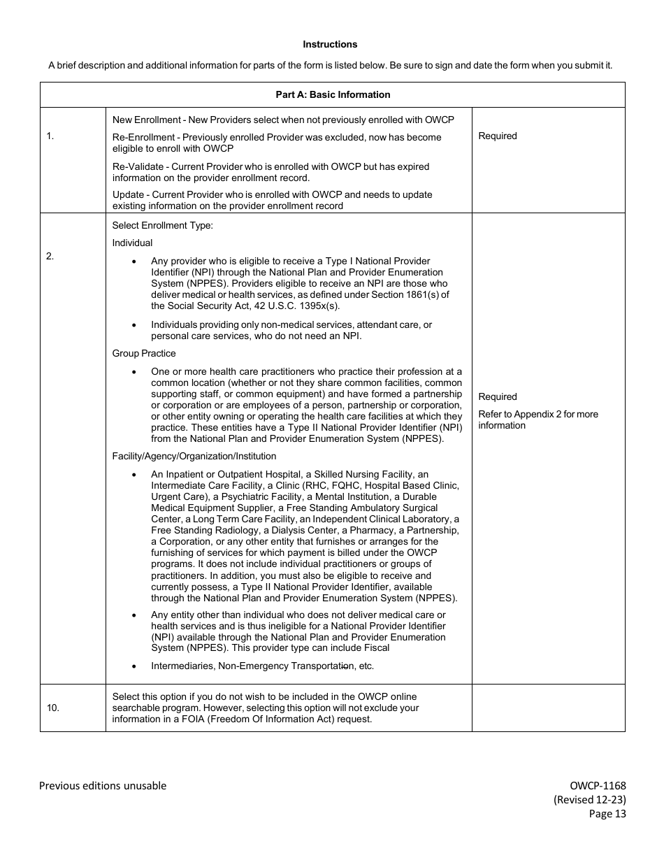 Form OWCP-1168 Provider Enrollment Form, Page 15
