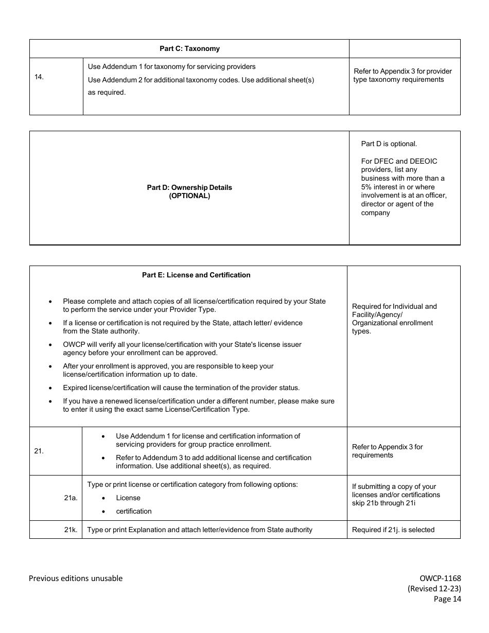 Form OWCP-1168 Provider Enrollment Form, Page 16