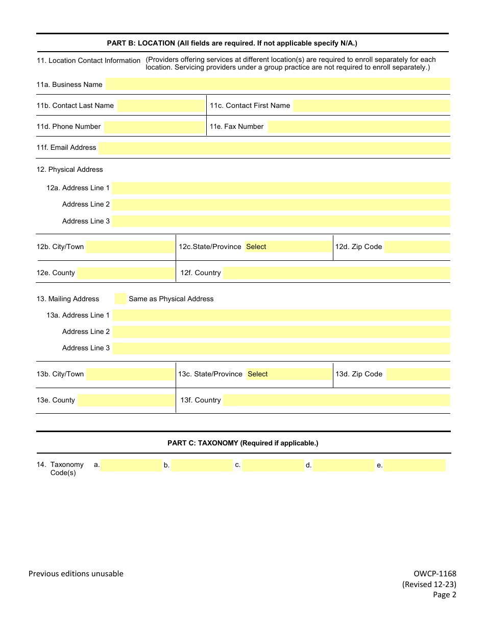Form OWCP-1168 Provider Enrollment Form, Page 4