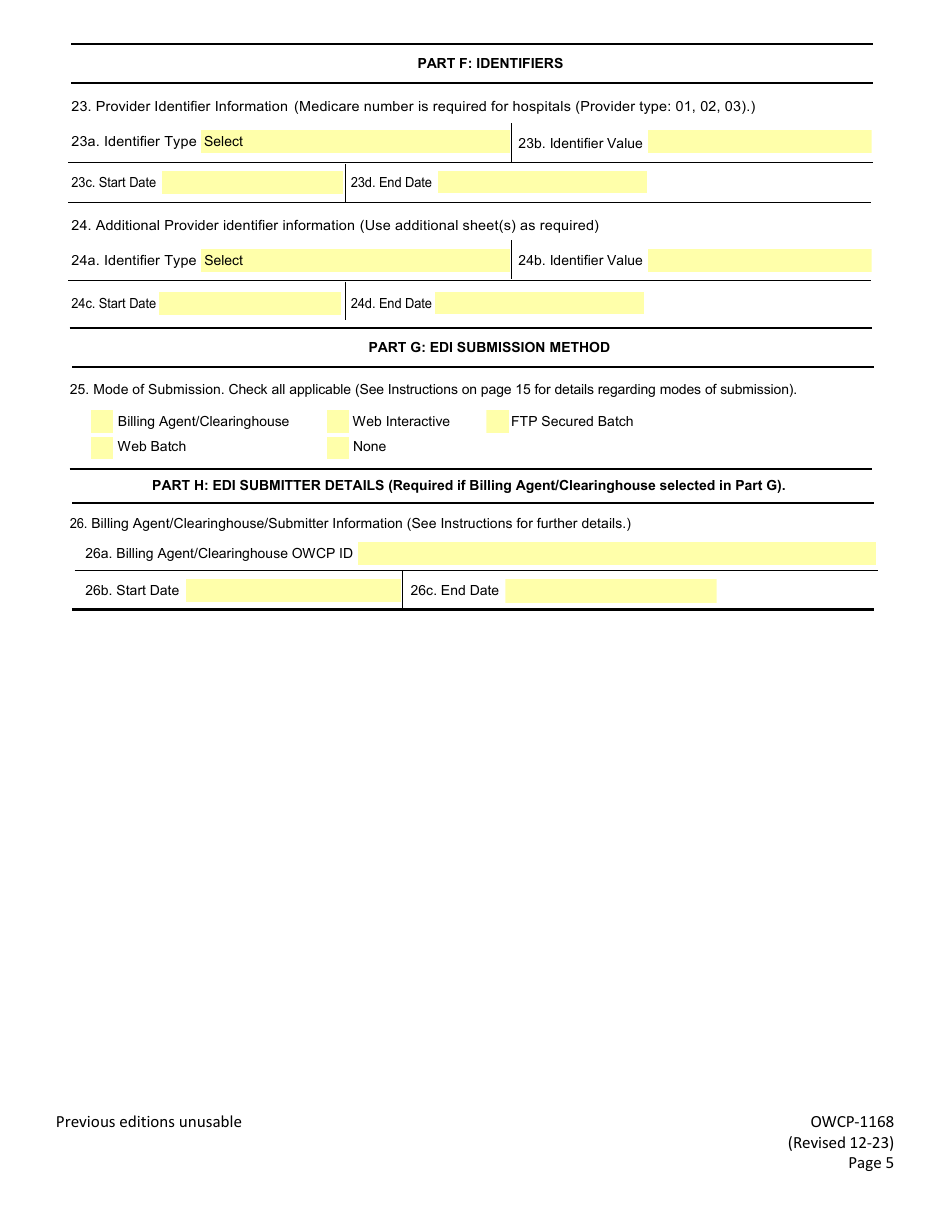Form OWCP-1168 Provider Enrollment Form, Page 7