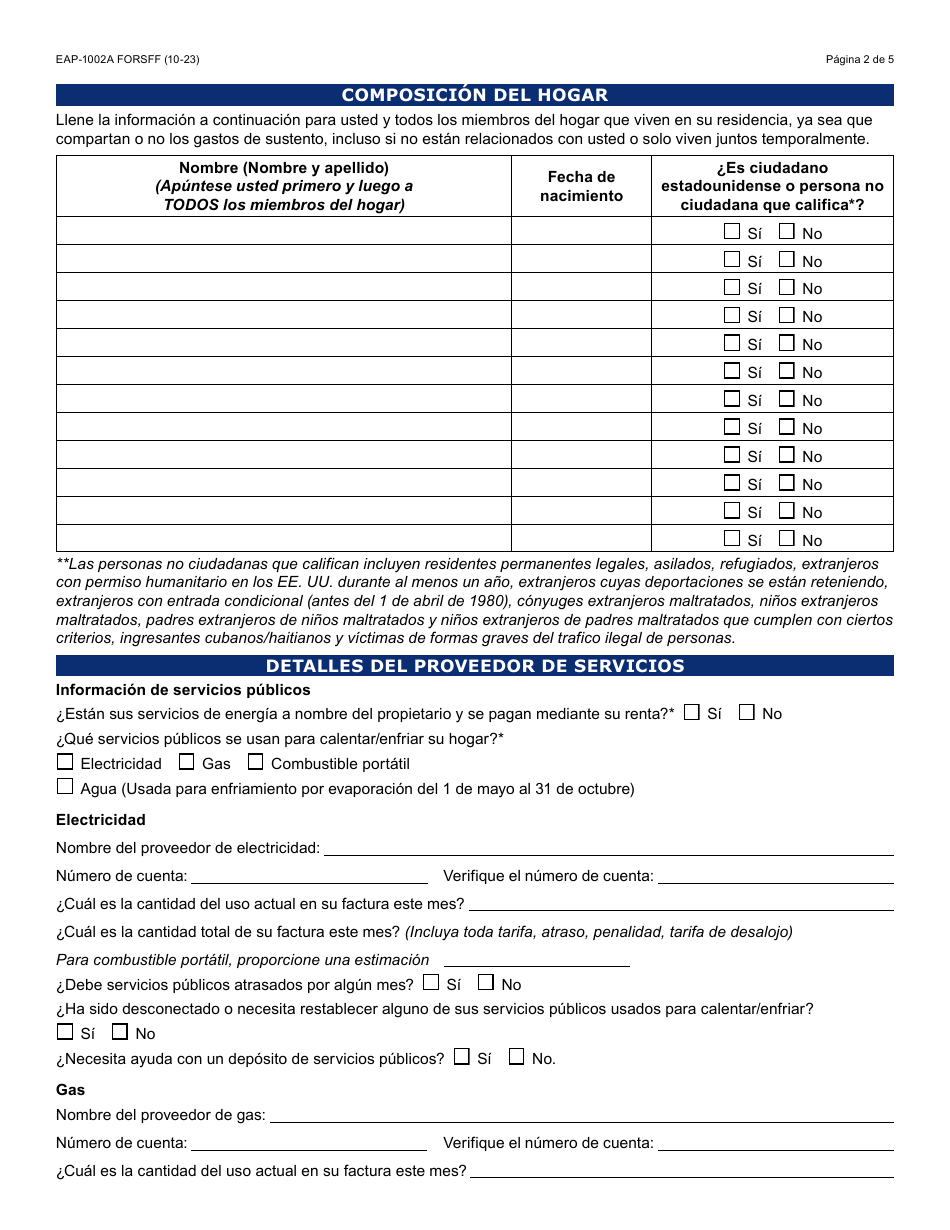 Formulario Eap 1002a S Fill Out Sign Online And Download Fillable Pdf Arizona Spanish 1952