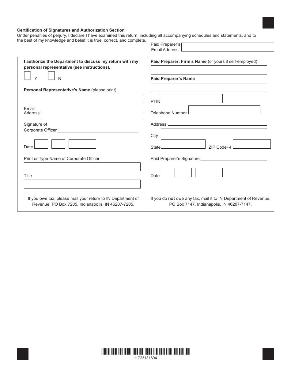 Form IT-20S (State Form 10814) Indiana S Corporation Income Tax Return - Indiana, Page 3