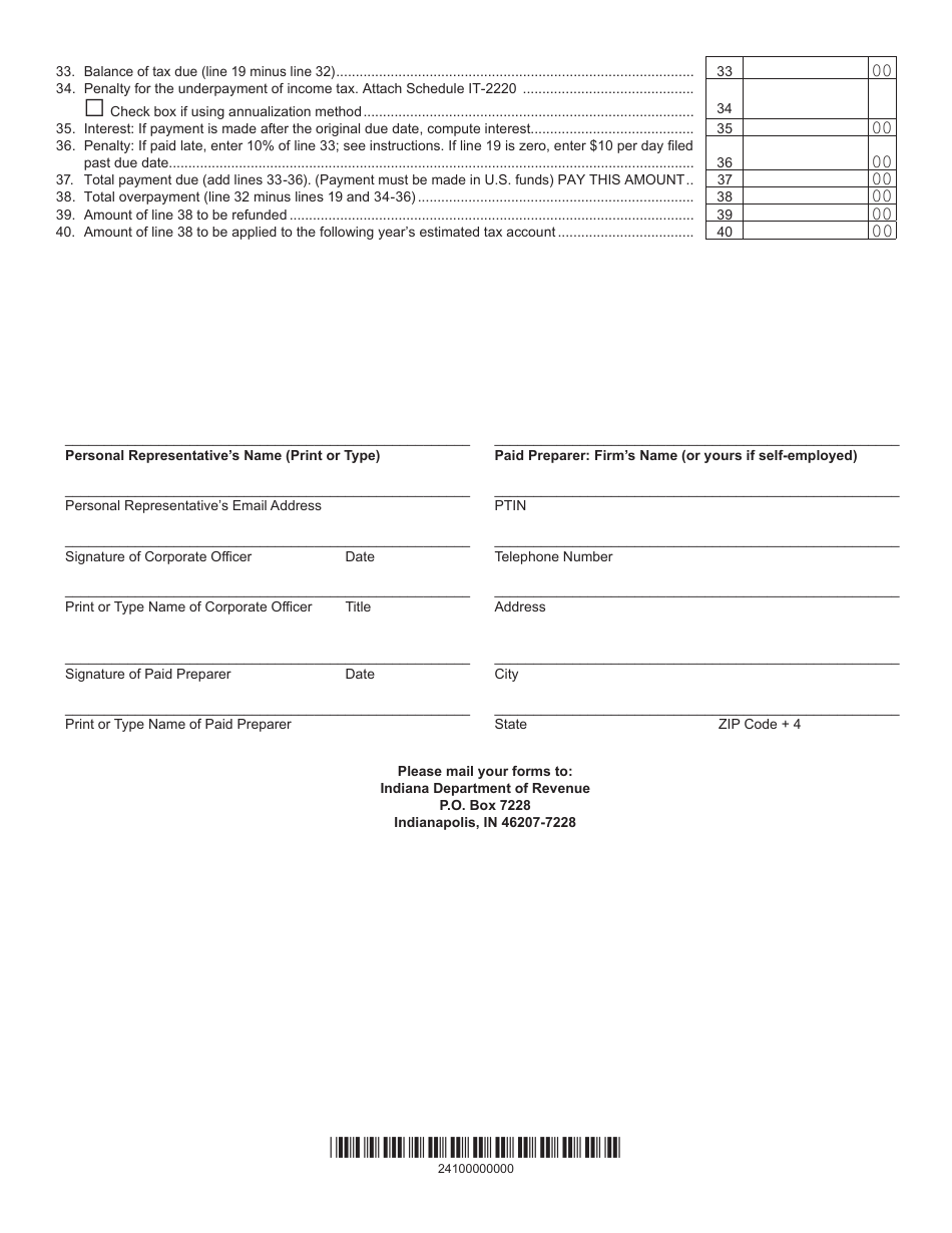 Form IT-20NP (State Form 148) Indiana Nonprofit Organization Unrelated Business Income Tax Return - Indiana, Page 2