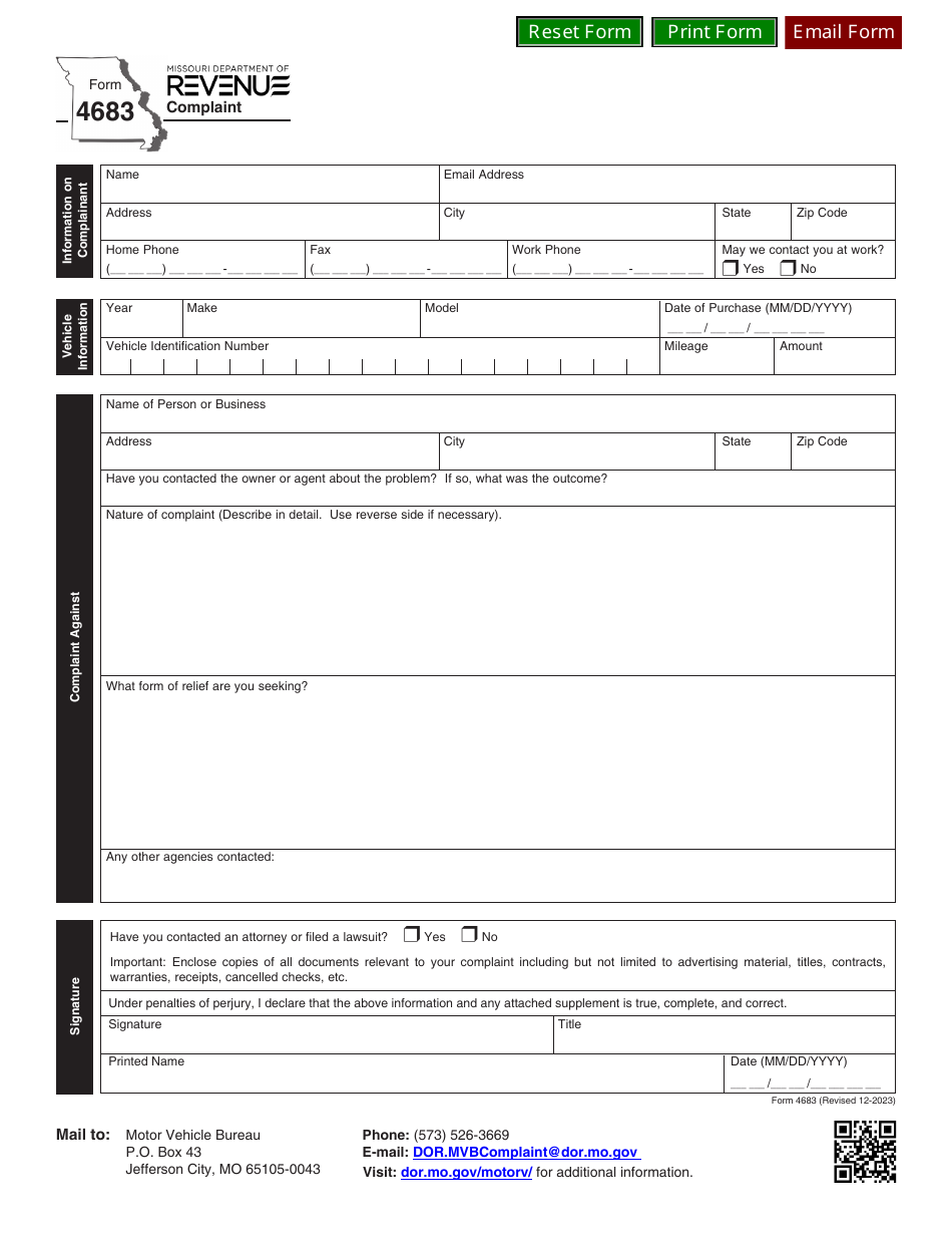 Form 4683 Complaint - Missouri, Page 1