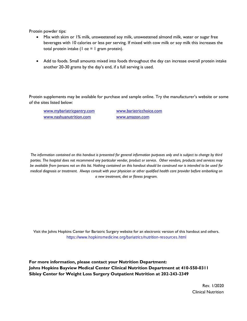 Suggested Protein Supplements - Johns Hopkins Medicine, Page 4