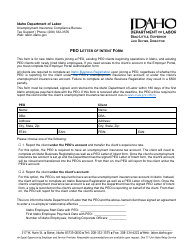 Peo Letter of Intent Form - Idaho