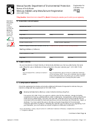 Document preview: Mercury-Added Lamp Manufacturer Registration - Massachusetts, 2023