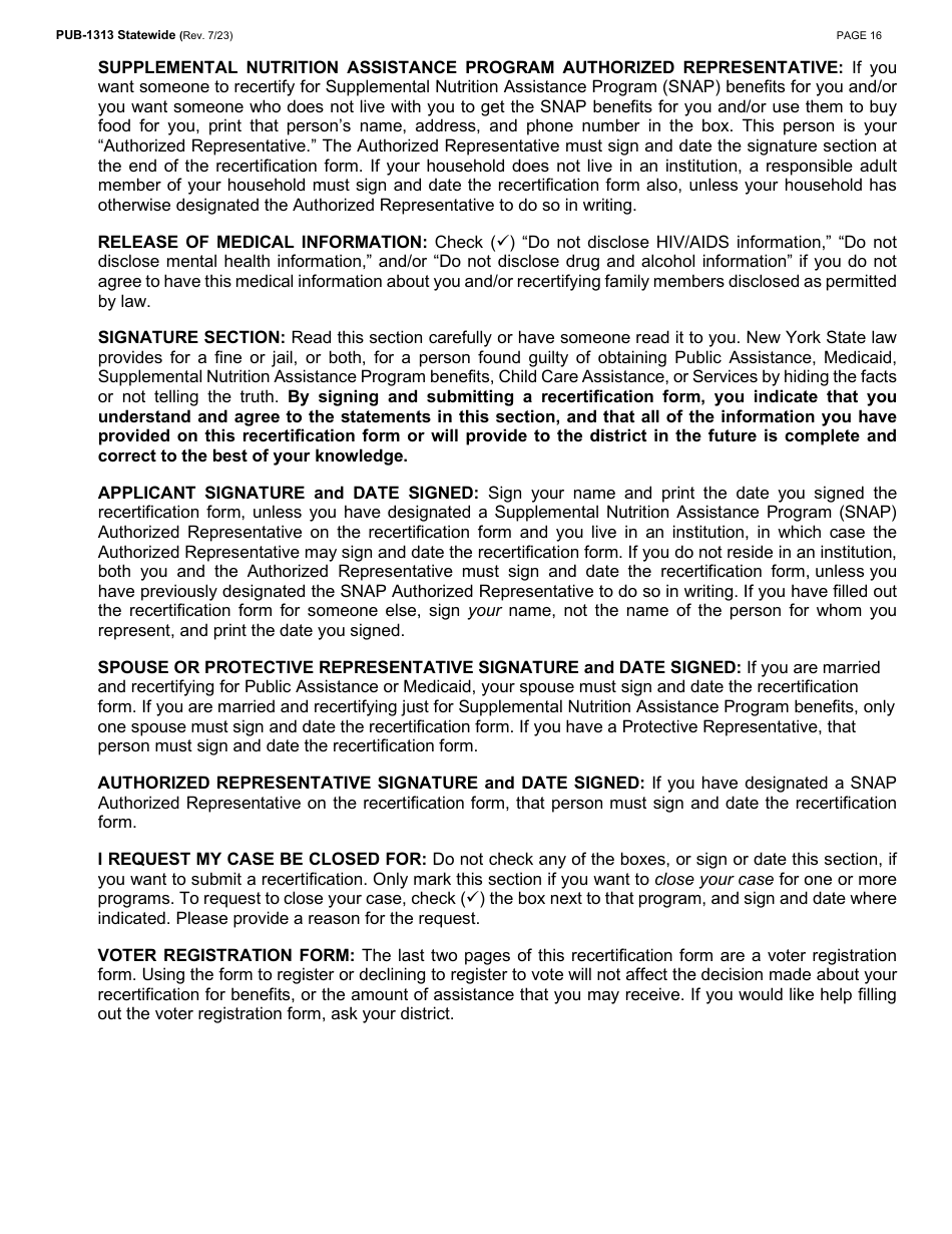 Instructions for Form LDSS-3174 New York State Recertification Form for Certain Benefits and Services - New York, Page 17