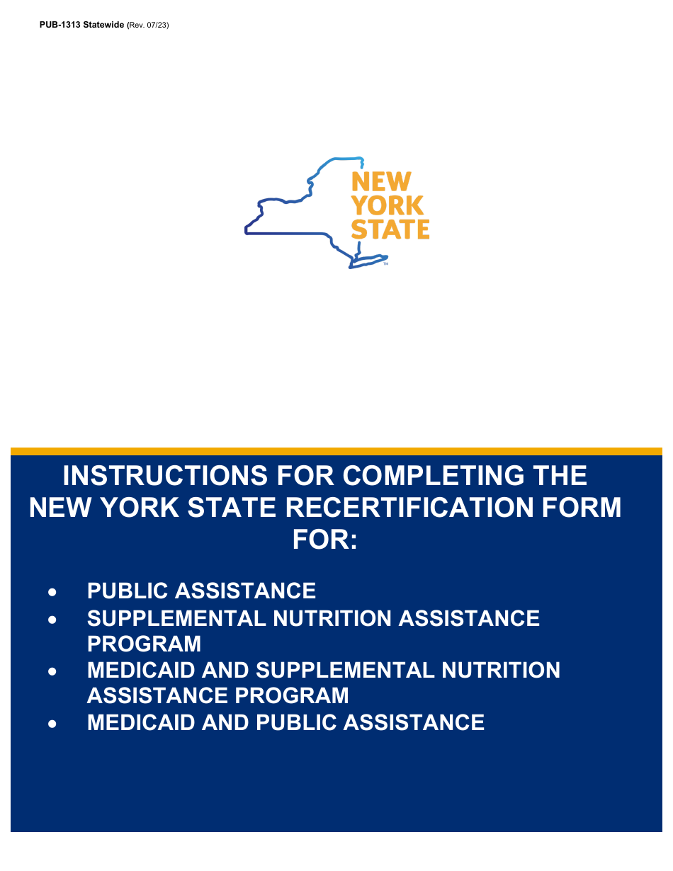 Instructions for Form LDSS-3174 New York State Recertification Form for Certain Benefits and Services - New York, Page 1