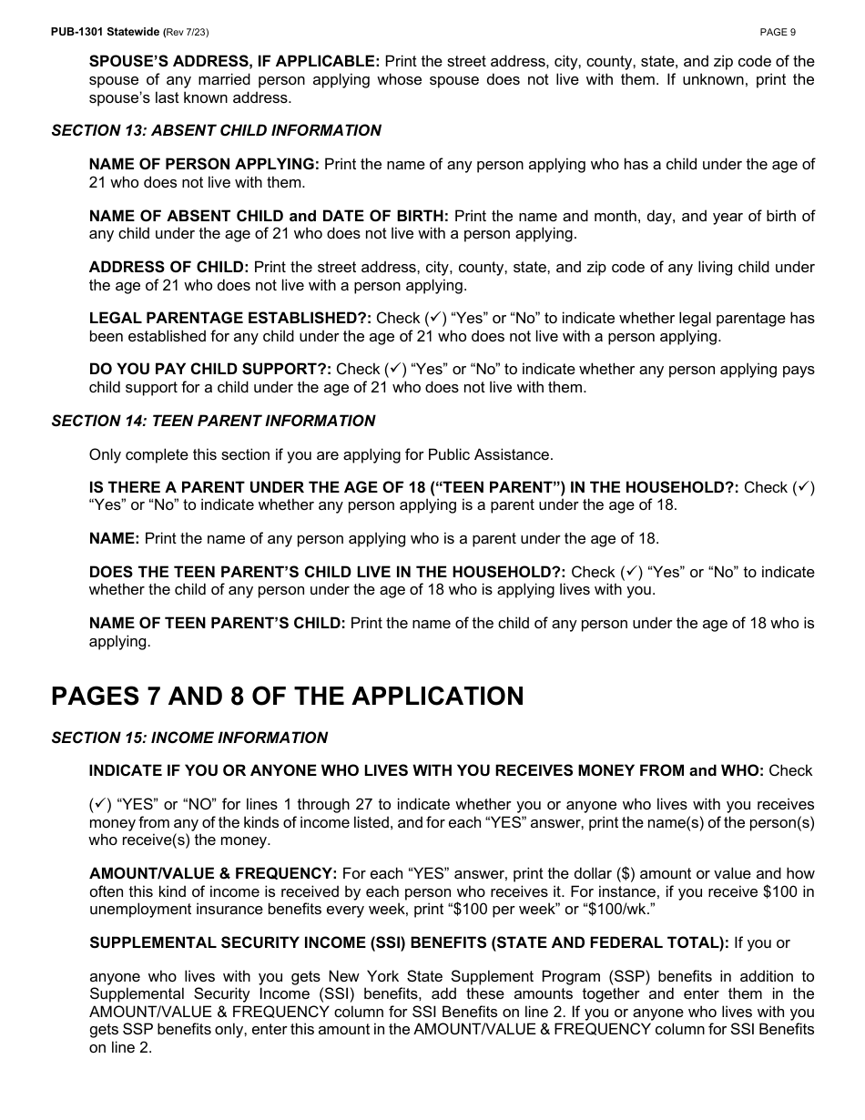 Instructions for Form LDSS-2921 New York State Application for Certain Benefits and Services - New York, Page 10