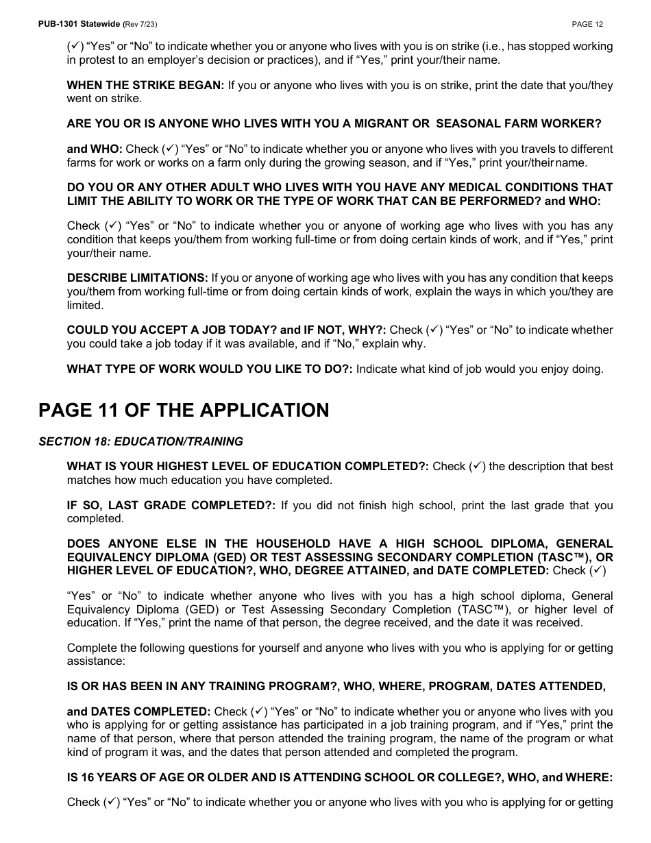 Instructions for Form LDSS-2921 New York State Application for Certain Benefits and Services - New York, Page 13