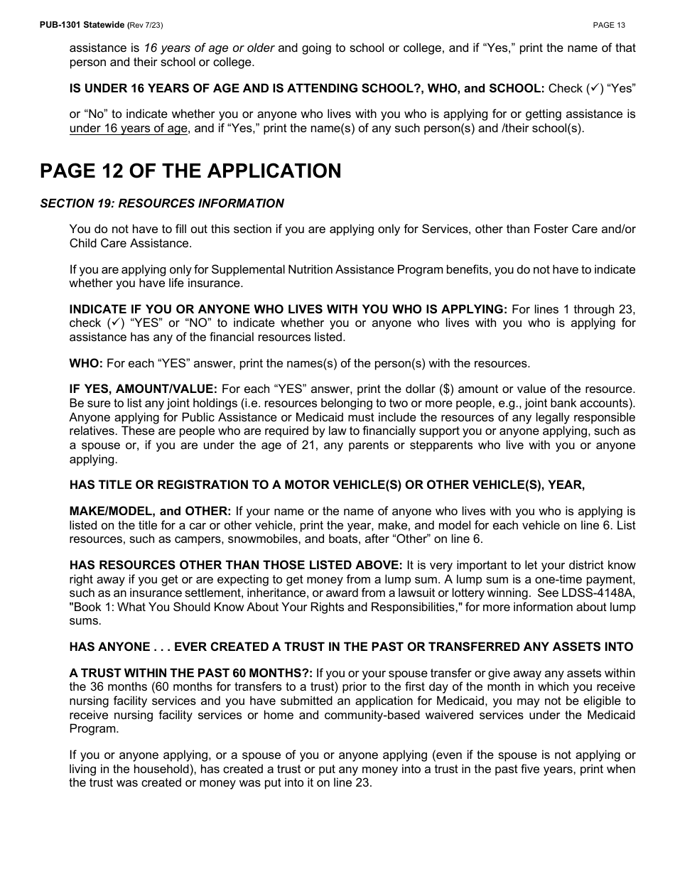 Instructions for Form LDSS-2921 New York State Application for Certain Benefits and Services - New York, Page 14
