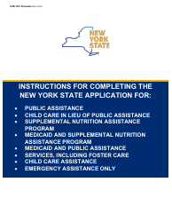Instructions for Form LDSS-2921 New York State Application for Certain Benefits and Services - New York