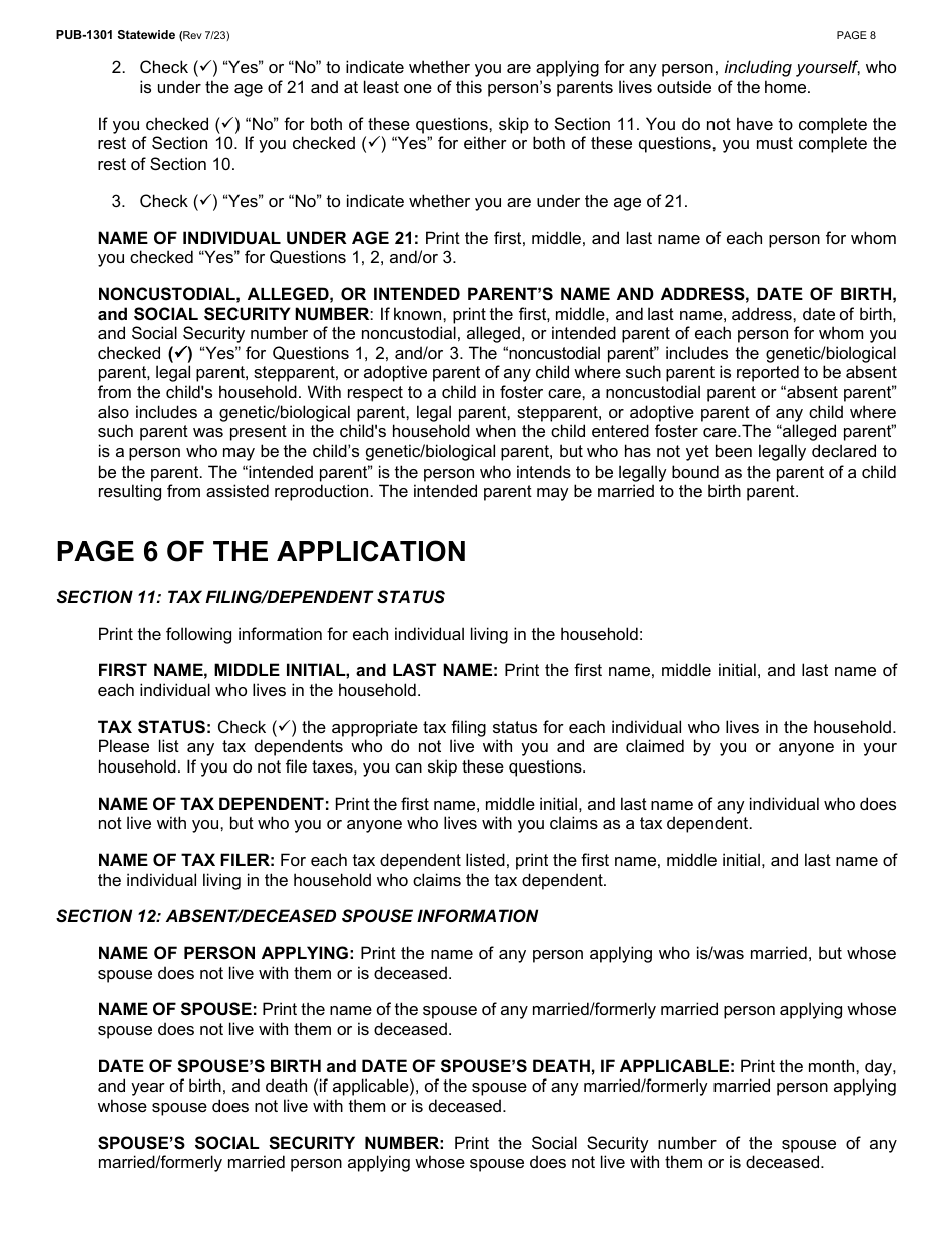 Instructions for Form LDSS-2921 New York State Application for Certain Benefits and Services - New York, Page 9
