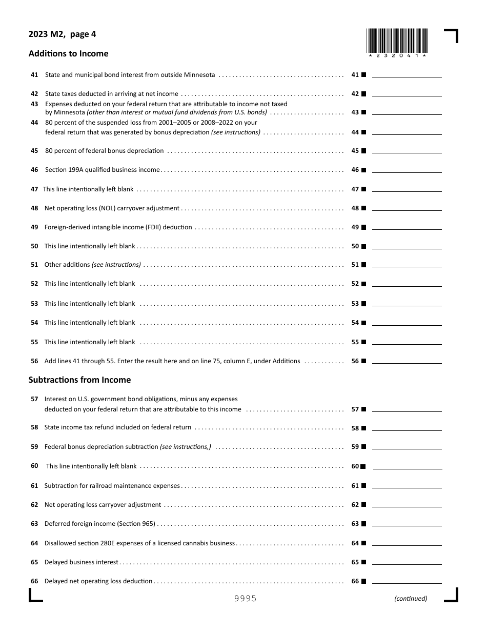 Form M2 Income Tax Return for Estates and Trusts - Minnesota, Page 4