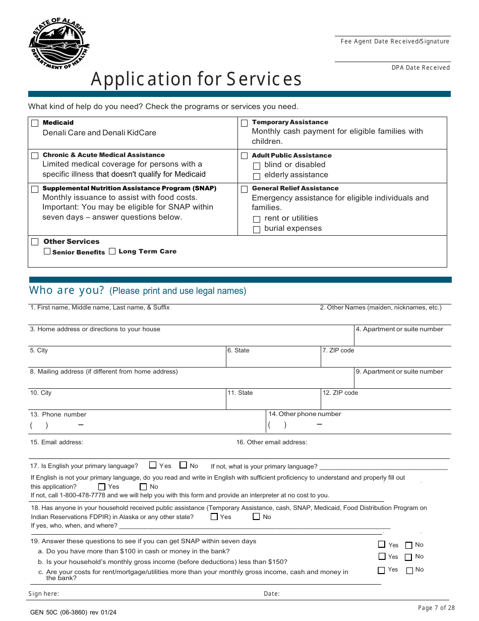 Form GEN50C Application for Services - Alaska, Page 7