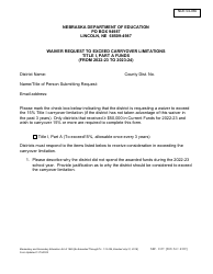Form NDE04-060 Waiver Request to Exceed Carryover Limitations Title I, Part a Funds - Nebraska
