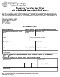 Form CSF01 0580 Reporting Form for New Hires and Individual Independent Contractors - Oregon