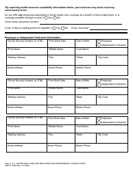 Form CSF01 0580 Reporting Form for New Hires and Individual Independent Contractors - Oregon, Page 2