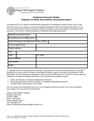 Document preview: Form CSF08 1705 Employer Payment Center Request for Bank Information and Authorization - Oregon
