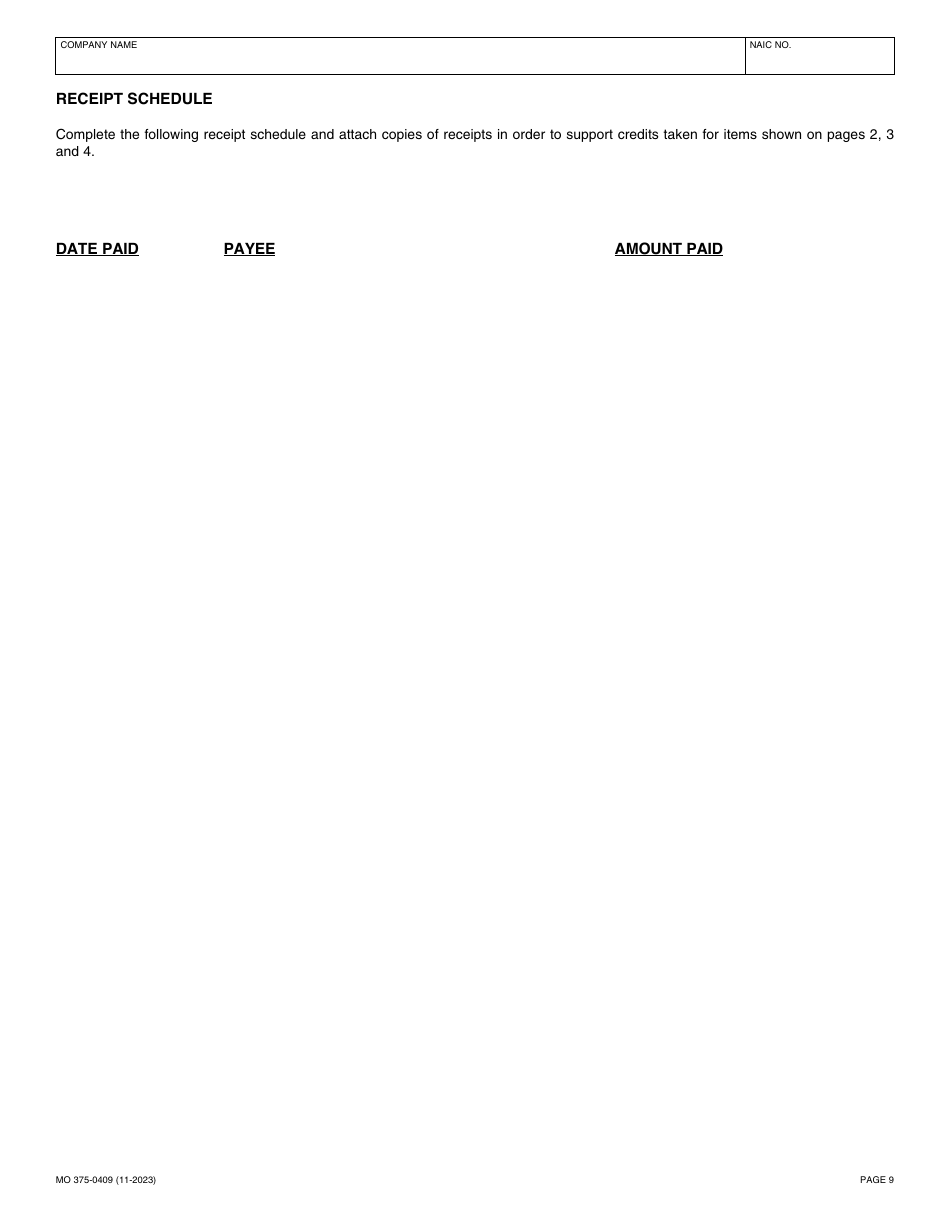 Form MO375-0409 Casualty Insurance Companies - Missouri, Page 9