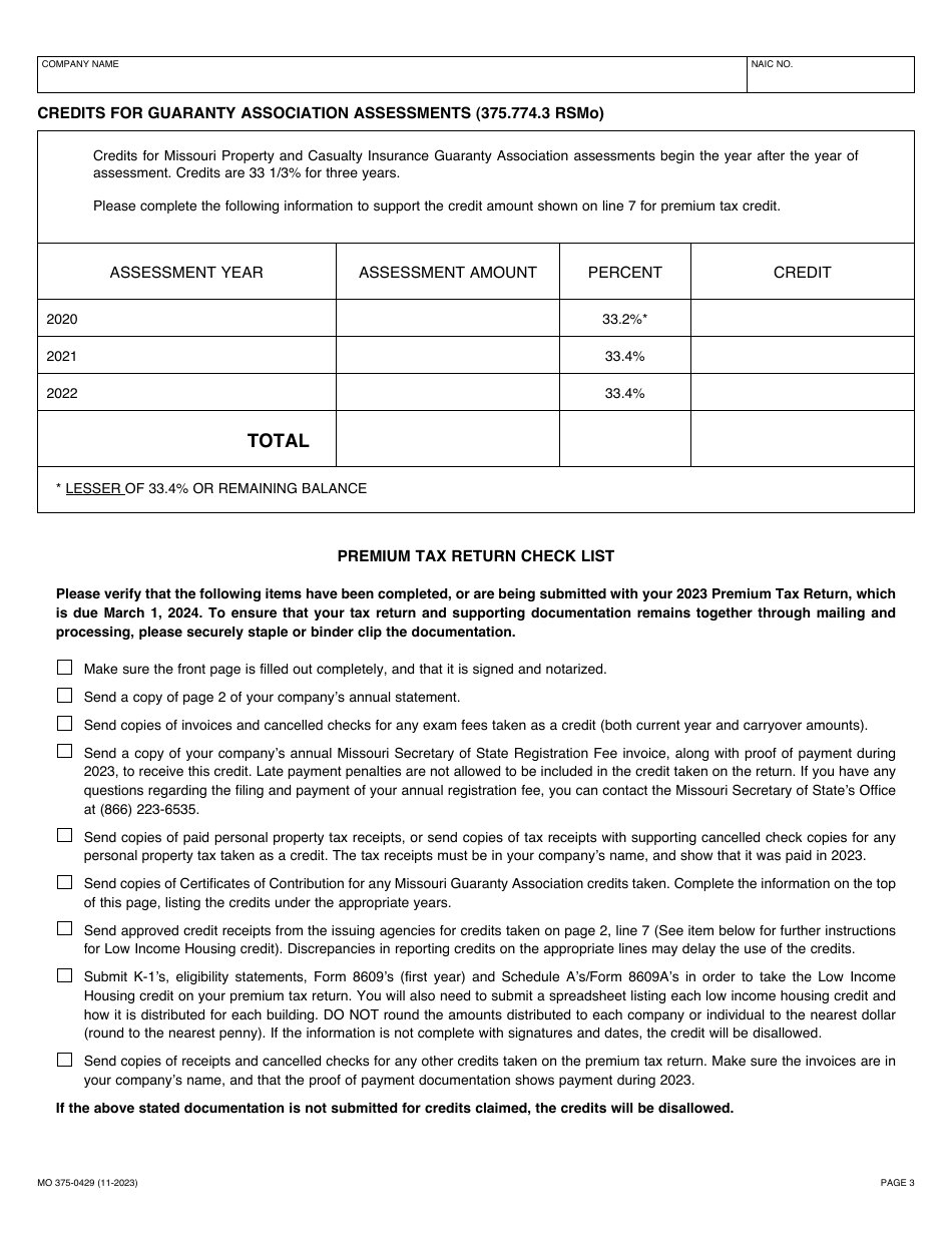 Form MO375-0429 Chapter 380 Missouri Mutual Companies - Missouri, Page 3