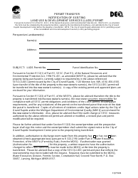Form EQP5986 Permit Transfer Notification of Existing Land Use &amp; Development Services (Luds) Permit - City of Grand Rapids, Michigan
