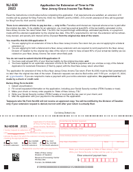Document preview: Form NJ-630-M Application for Extension of Time to File New Jersey Gross Income Tax Return - New Jersey, 2023