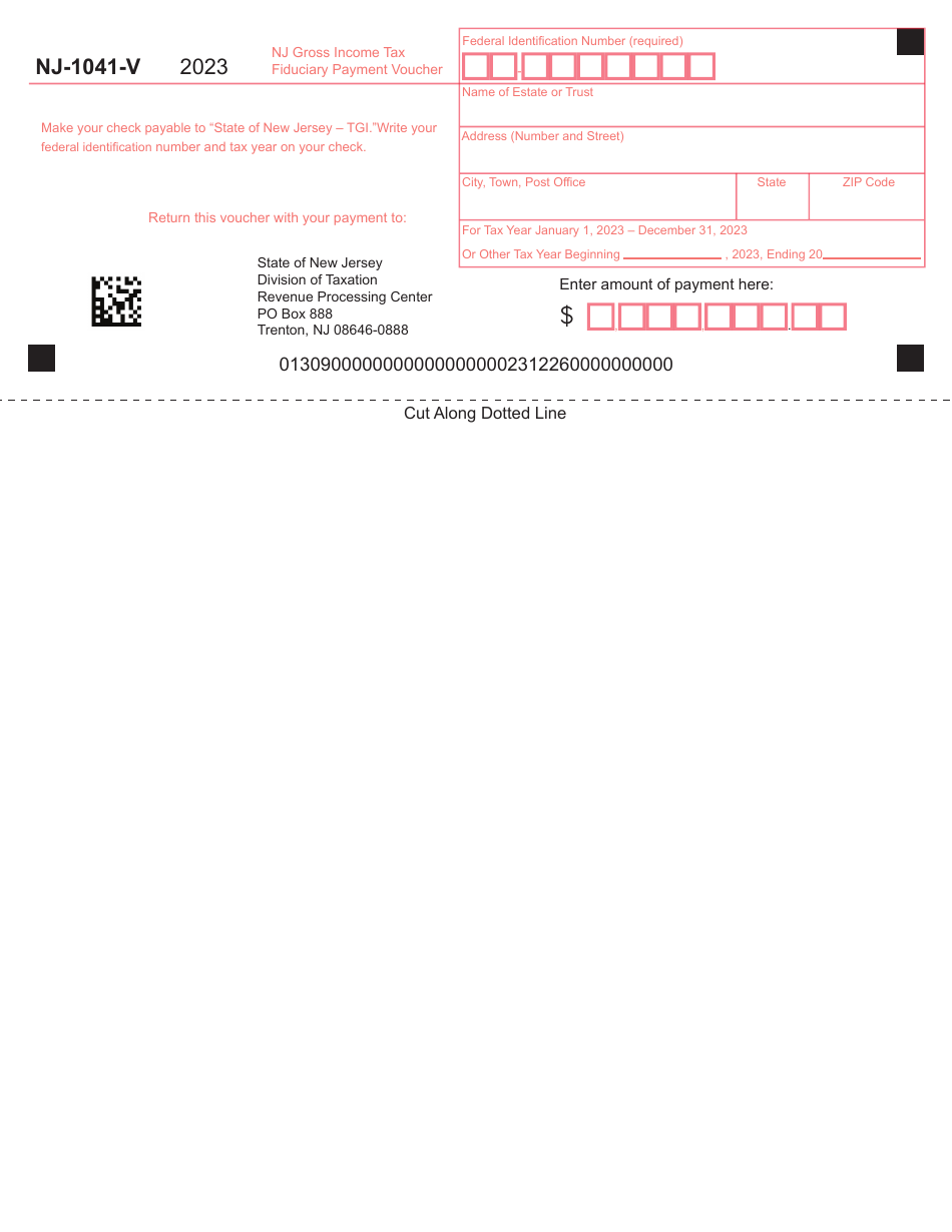 Form NJ1041V Download Fillable PDF or Fill Online Fiduciary